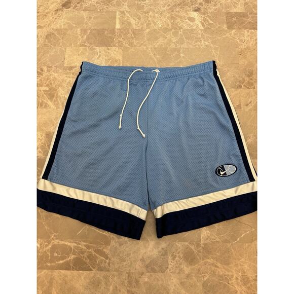 Vintage 90s Nike Obsidian Blue Navy White Tag Basketball Shorts Size L UNC - Picture 1 of 8